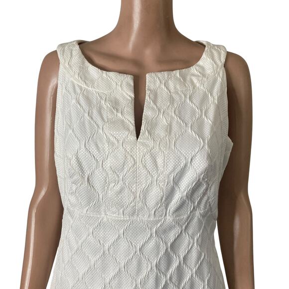 White House Black Market Dress Womens Size 8 White Textured Feel Summer Spring - Picture 8 of 12